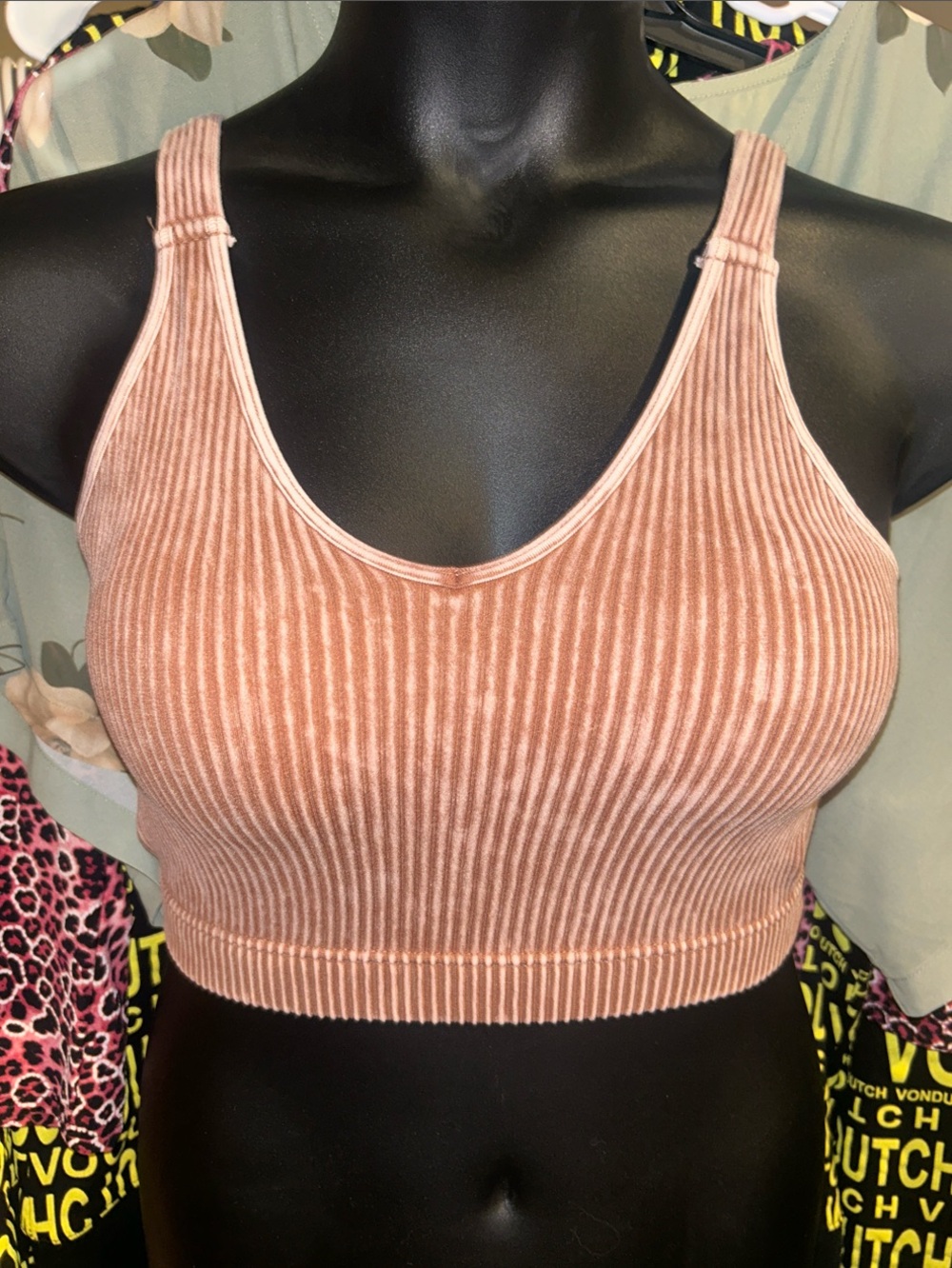 Zenana Outfitters Ribbed Tank Crop Top in Dusty Pink